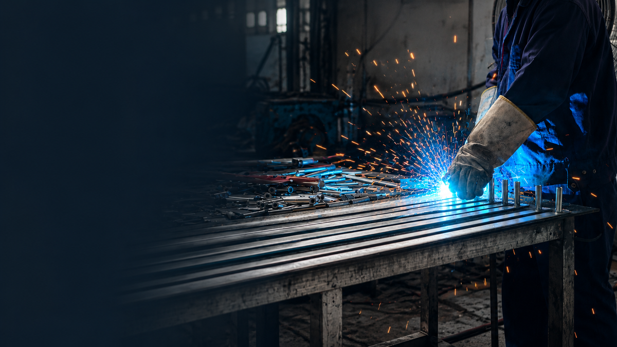 Custom metal fabrication and welding workshop for steel structural components